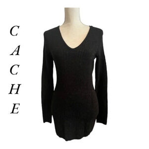 Vintage Cache Womens Sweater Dress‎ Sparkling Black Metallic color